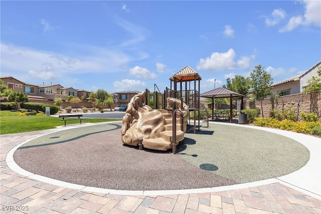 9950 Coyote Echo Ct, Las Vegas, NV 89166 - communal playground featuring a gazebo and a residential view