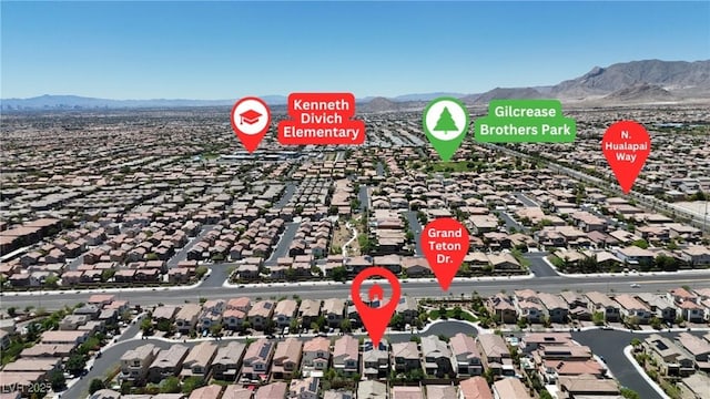 9950 Coyote Echo Ct, Las Vegas, NV 89166 - aerial view of residential area featuring a mountain backdrop