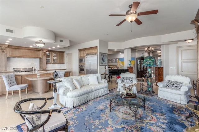 9101 Alta Dr Unit 203, Las Vegas, NV 89145 - living area with ceiling fan and recessed lighting