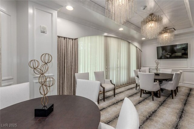 9101 Alta Dr Unit 203, Las Vegas, NV 89145 - living area with a decorative wall, a chandelier, ornamental molding, and recessed lighting