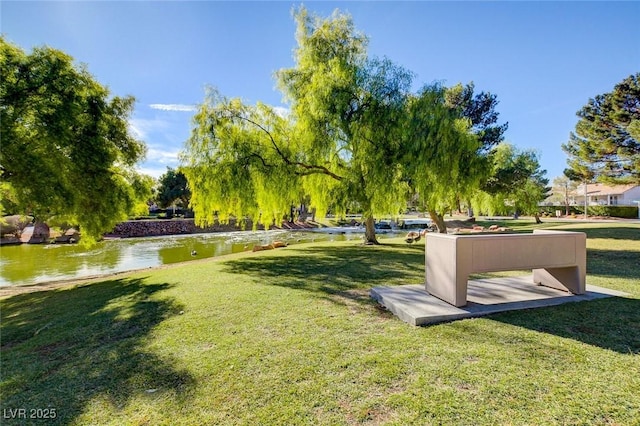 9333 Dry Dock Dr, Las Vegas, NV 89117 - view of home's community with a lawn and a water view