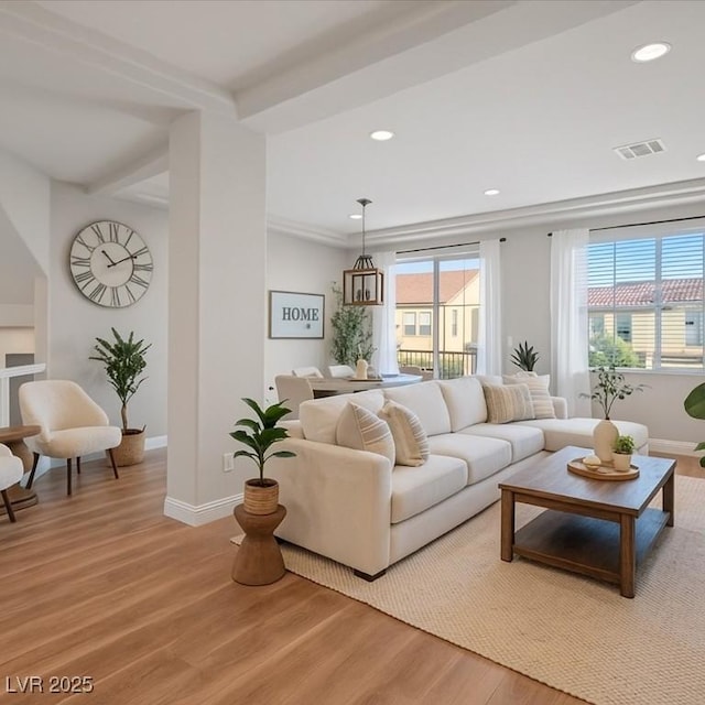 6056 Atlantis Dream Ave, Las Vegas, NV 89139 - living area with light wood-type flooring, healthy amount of natural light, and recessed lighting