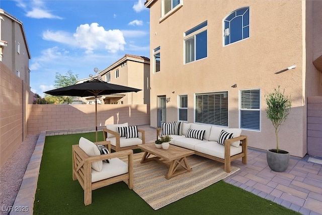 6056 Atlantis Dream Ave, Las Vegas, NV 89139 - fenced backyard featuring outdoor lounge area and a patio area
