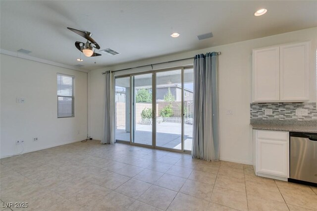 6442 Kobe Knoll Ct, Las Vegas, NV 89141 - empty room featuring plenty of natural light, recessed lighting, a ceiling fan, and light tile patterned floors