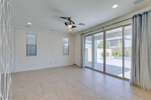 6442 Kobe Knoll Ct, Las Vegas, NV 89141 - unfurnished room featuring ceiling fan, recessed lighting, and light tile patterned floors