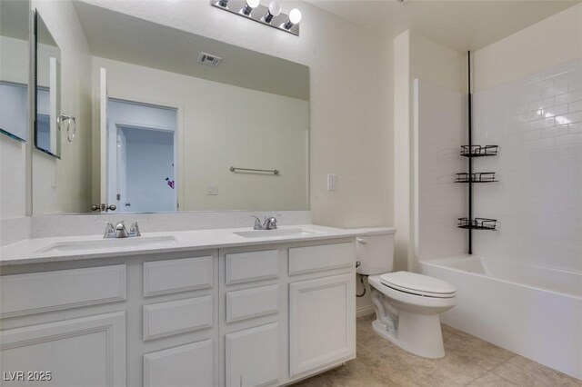 6442 Kobe Knoll Ct, Las Vegas, NV 89141 - bathroom with double vanity, tile patterned flooring, and shower / washtub combination