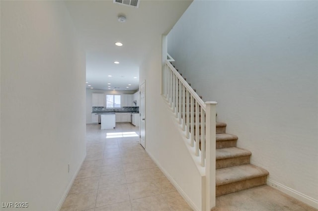 6442 Kobe Knoll Ct, Las Vegas, NV 89141 - staircase with recessed lighting and tile patterned flooring