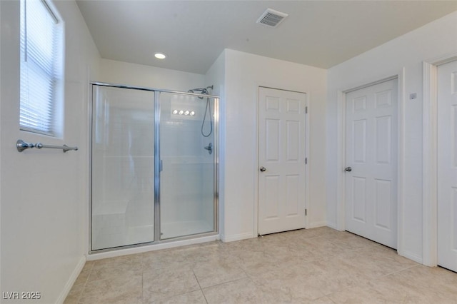 6442 Kobe Knoll Ct, Las Vegas, NV 89141 - full bath with a shower stall, tile patterned flooring, and recessed lighting