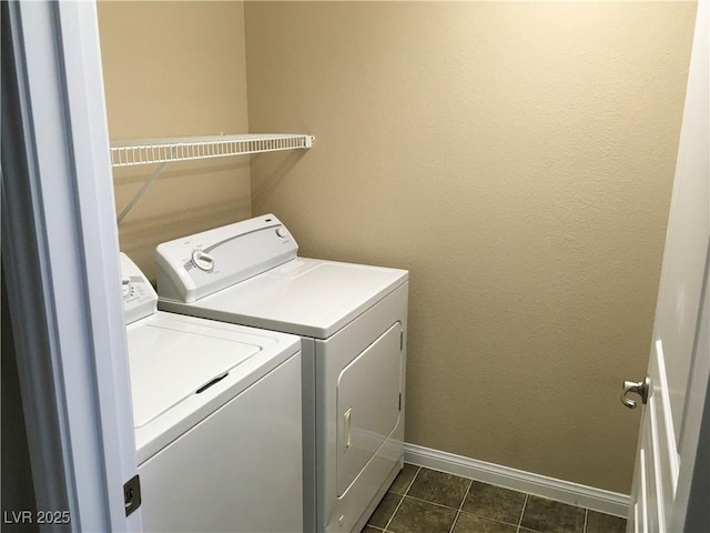 3175 Obscured Light Walk, Henderson, NV 89044 - laundry room with separate washer and dryer, baseboards, and dark tile patterned floors