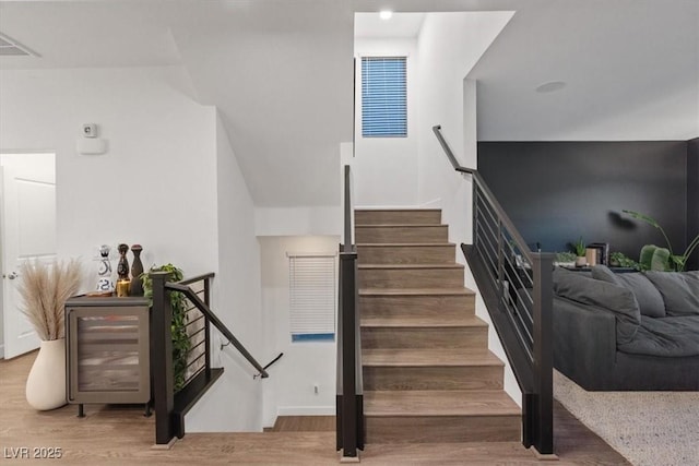 8055 Haywood Estate Ave, Las Vegas, NV 89113 - stairway with wood finished floors