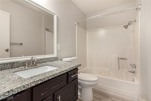 1704 Kismet Cir, Las Vegas, NV 89108 - full bathroom featuring toilet, vanity, shower / bath combination, and wood finished floors