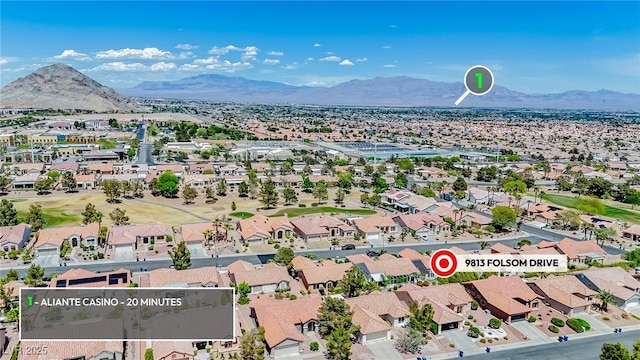 9813 Folsom Dr, Las Vegas, NV 89134 - aerial view of residential area with a mountainous background