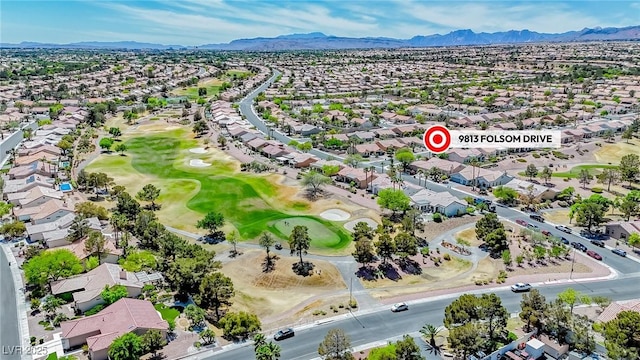 9813 Folsom Dr, Las Vegas, NV 89134 - aerial view of residential area with mountains and a golf club