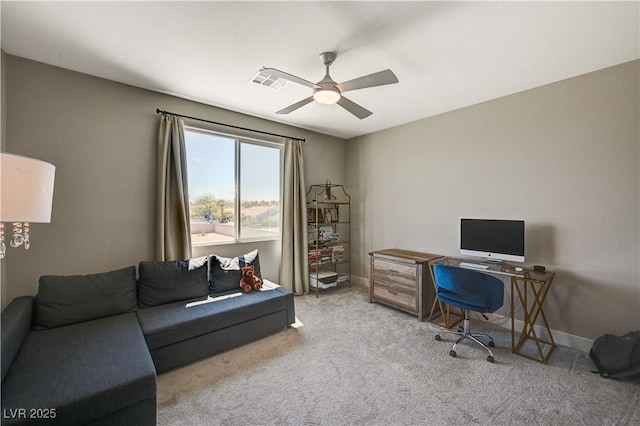 7736 Tioga Ridge Ct, Las Vegas, NV 89117 - carpeted office featuring ceiling fan and baseboards