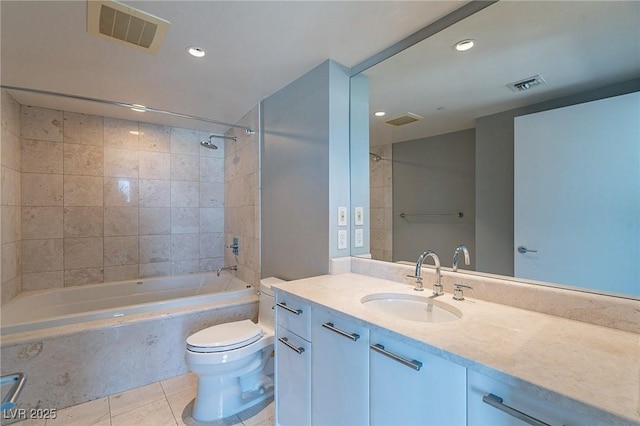222 Karen Ave Unit 2804, Las Vegas, NV 89109 - bathroom with tile patterned flooring, vanity, recessed lighting, and  shower combination