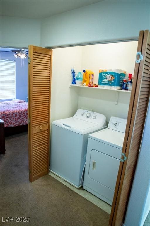 5216 Loma Verde Ave, Las Vegas, NV 89108 - laundry area featuring washing machine and clothes dryer and carpet floors