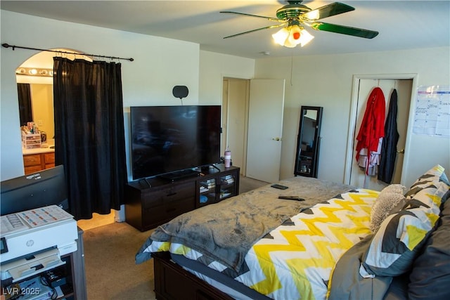 5216 Loma Verde Ave, Las Vegas, NV 89108 - carpeted bedroom with a ceiling fan