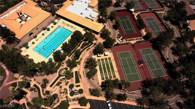 2925 Big Green Ln, Las Vegas, NV 89134 - drone / aerial view of a pool area