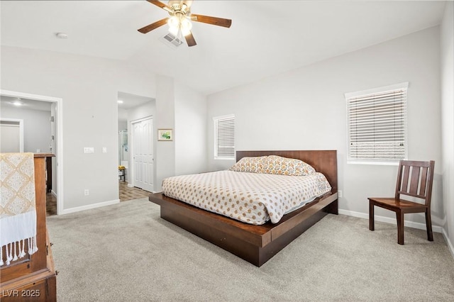981 Leadville Meadows Dr, Henderson, NV 89052 - bedroom with lofted ceiling, carpet floors, a ceiling fan, and a closet