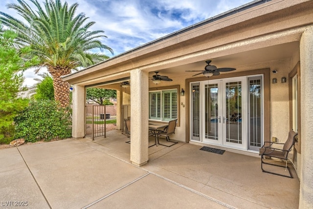 8633 Kennedy Heights Ct, Las Vegas, NV 89131 - view of patio / terrace featuring a ceiling fan and french doors