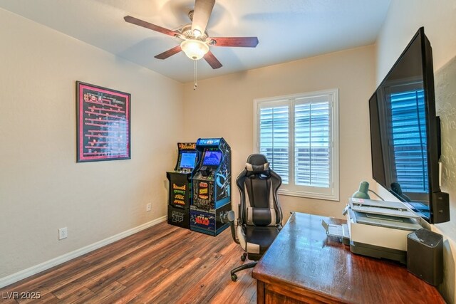 8633 Kennedy Heights Ct, Las Vegas, NV 89131 - office featuring wood finished floors and a ceiling fan
