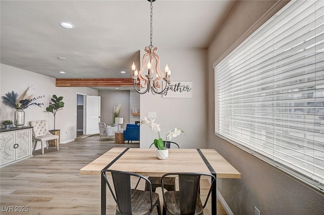 700 Cactus Ln, Las Vegas, NV 89107 - dining space with a chandelier, recessed lighting, and light wood-style flooring