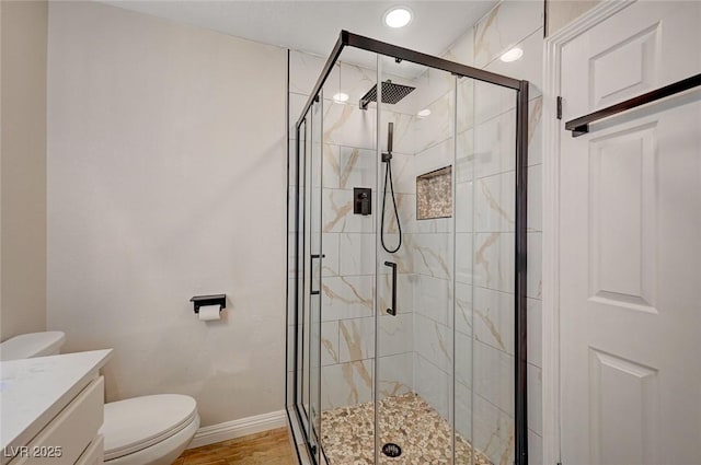 700 Cactus Ln, Las Vegas, NV 89107 - bathroom with vanity, a stall shower, and recessed lighting