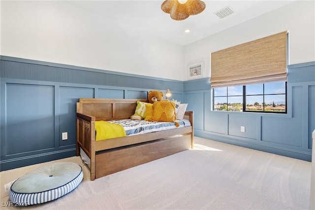 1990 Country Cove Ct, Las Vegas, NV 89135 - carpeted bedroom featuring a decorative wall, wainscoting, and recessed lighting