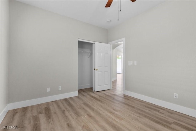 10613 Tiffanieville Ct, Las Vegas, NV 89129 - unfurnished bedroom with light wood-type flooring, a closet, and a ceiling fan