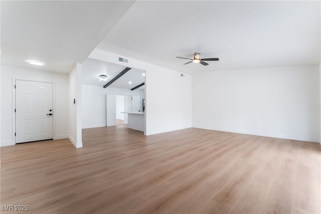 3915 Delling Ct, Las Vegas, NV 89104 - unfurnished living room featuring light wood-style floors and a ceiling fan