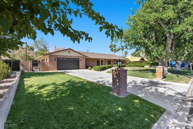 3104 Conners Dr, Las Vegas, NV 89107 - ranch-style house featuring an attached garage, brick siding, driveway, and a gate