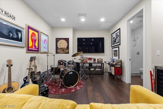3104 Conners Dr, Las Vegas, NV 89107 - game room with wood finished floors, wine cooler, and recessed lighting