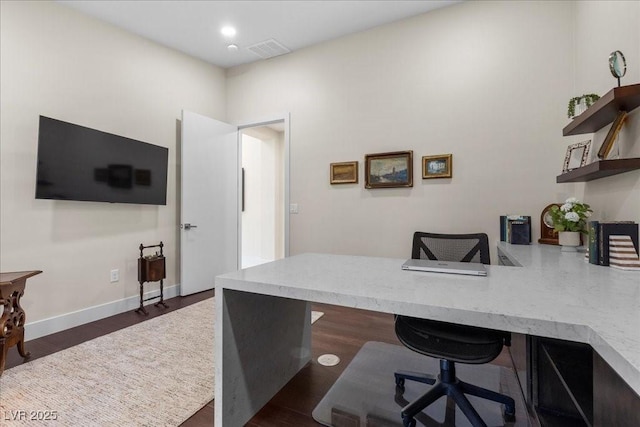 3104 Conners Dr, Las Vegas, NV 89107 - office area featuring dark wood-type flooring and recessed lighting