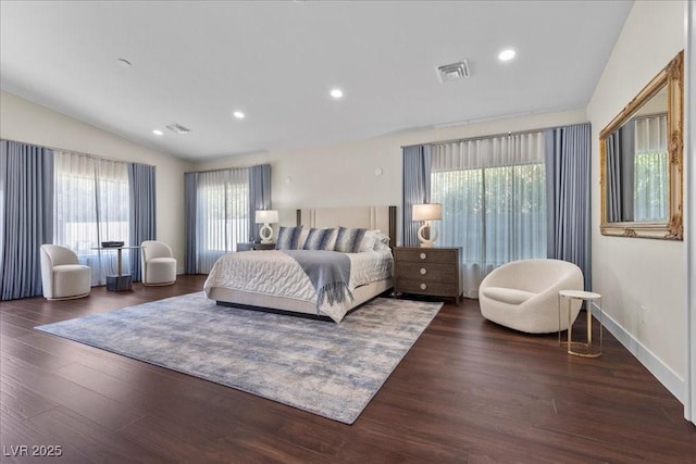 3104 Conners Dr, Las Vegas, NV 89107 - bedroom with vaulted ceiling, wood finished floors, and recessed lighting