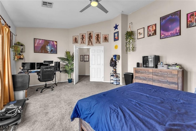 10654 Sidlaw Hills Ct, Las Vegas, NV 89141 - bedroom with carpet, an office area, ceiling fan, and vaulted ceiling