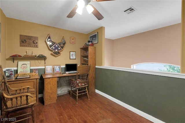 4415 Peaceful Harbor St, Las Vegas, NV 89129 - office area with wood finished floors and a ceiling fan