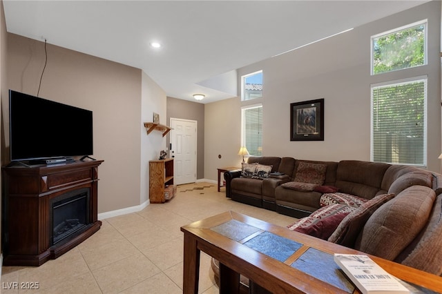 4415 Peaceful Harbor St, Las Vegas, NV 89129 - living area featuring plenty of natural light, recessed lighting, and light tile patterned flooring