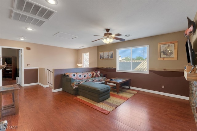 4415 Peaceful Harbor St, Las Vegas, NV 89129 - living area featuring wood finished floors, recessed lighting, a ceiling fan, and attic access