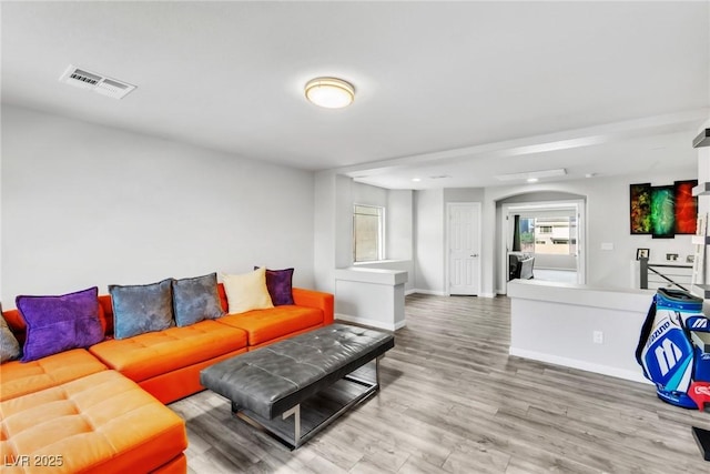 5976 Rockway Glen Ave, Las Vegas, NV 89141 - living room featuring wood finished floors and baseboards