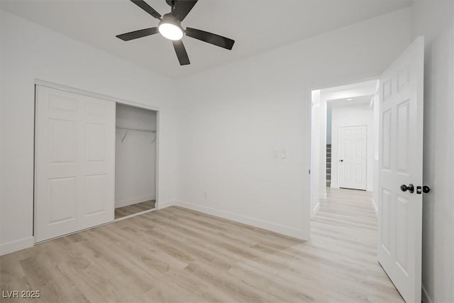 6133 Roseboro Ct, North Las Vegas, NV 89081 - unfurnished bedroom with light wood-type flooring, a closet, and ceiling fan
