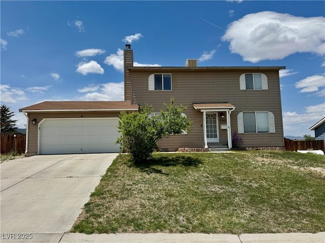 2345 Iron Dr, Ely, NV 89301 - traditional-style house featuring an attached garage, driveway, and a chimney