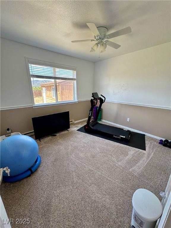 2345 Iron Dr, Ely, NV 89301 - exercise area featuring ceiling fan and carpet flooring