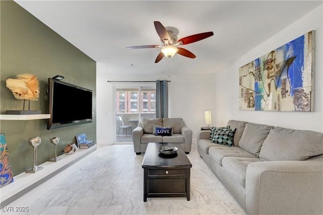 4200 S Valley View Blvd Unit 2009, Las Vegas, NV 89103 - living area with ceiling fan and light marble finish flooring