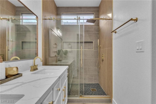 10200 Wood Work Ln, Las Vegas, NV 89135 - bathroom with vanity and a stall shower