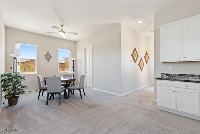 4317 Velvet Ridge Ct, Las Vegas, NV 89129 - dining area with ceiling fan and light colored carpet