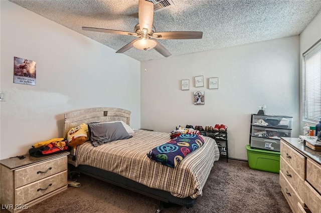 4259 Kona Coast Way, Las Vegas, NV 89121 - bedroom featuring a textured ceiling, carpet floors, and ceiling fan