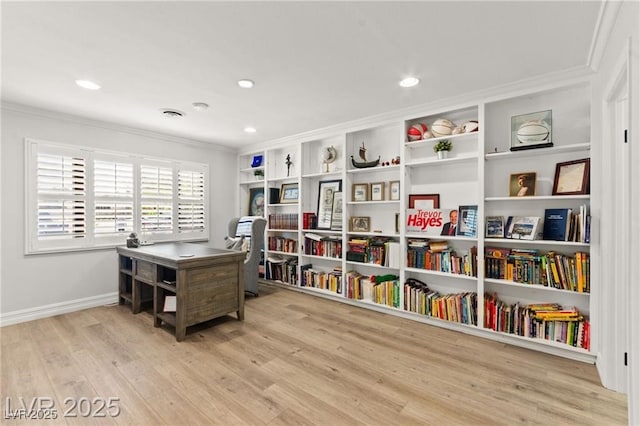 3108 Sonia Dr, Las Vegas, NV 89107 - office with ornamental molding, wood finished floors, and recessed lighting