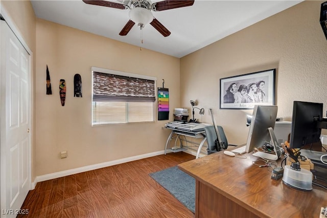 3873 Palm Island Ct, Las Vegas, NV 89147 - office featuring ceiling fan and wood finished floors