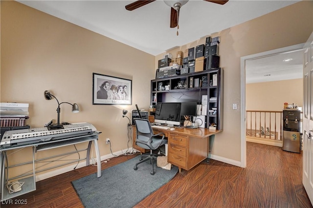 3873 Palm Island Ct, Las Vegas, NV 89147 - office with ceiling fan and wood finished floors