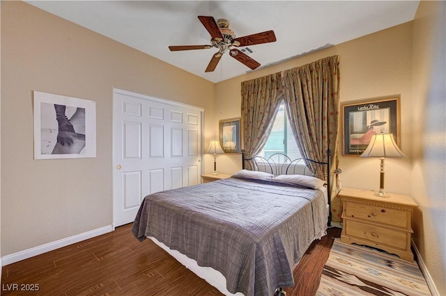 3873 Palm Island Ct, Las Vegas, NV 89147 - bedroom featuring wood finished floors and ceiling fan